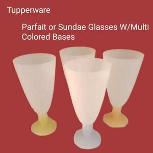 Tupperware Impressions parfait glasses and multi color bases NWOT